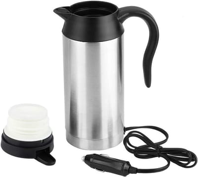 Elektrische Waterkoker - Reisbeker Verwarming - Onderweg Warme Drank - Grote Capaciteit - 750 ml - Zilver Zwart