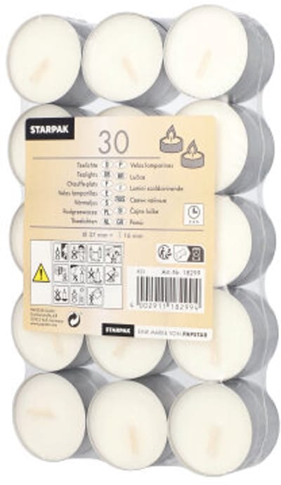 20x 30 Theelichten Ø 37 mm · 16 mm wit