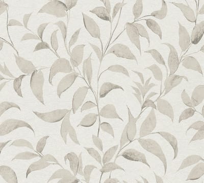 KLEINE TAKJES EN BLAADJES BEHANG | Landelijk - wit grijs beige - A.S. Création Profitex 2