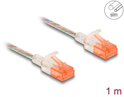 Delock RJ45 Network Cable Cat.6A U/UTP Slim 1 m transparent