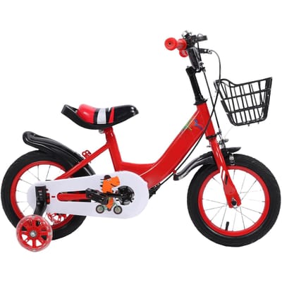Vélo Enfant 12 pouces Fer Léger Mignon Siège Guidon Réglable Vélo pour Tout-Petit Âgé de 3 à 10 ans rouge