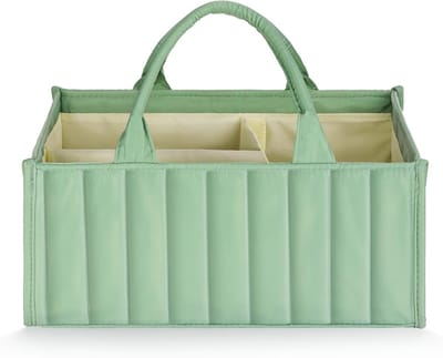 Praktische luiertas organizer voor het verschonen van baby, met compartimenten voor luiers, natte doekjes en babybenodigdheden, groen