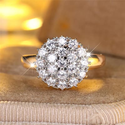 Jolie Femme Pierre Zircon Blanc Noir Couleur Or Bijoux de Mariage Bague de Promesse Fiançailles Pour Femmes 6 white