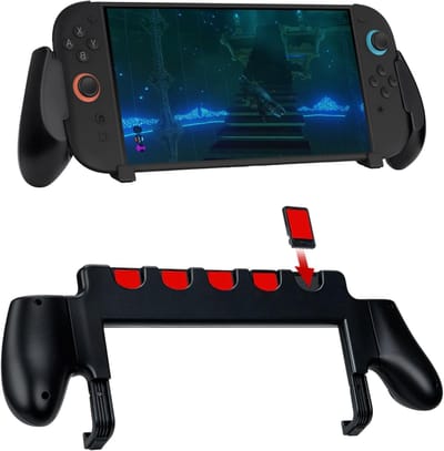 Console Handvatten voor Nintendo Switch 2 met Opbergslots voor 5 Switch 2 Spellen en Ergonomisch Ontwerp