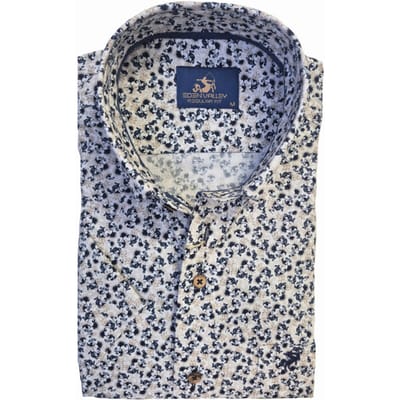 Eden Valley - Korte Mouw Overhemd - Heren - L - Blauw - Katoen - 216221-39-Regular