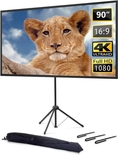 Projectiescherm met standaard - Draagbaar scherm - Thuisbioscoop creëren - Lichtgewicht glasvezel - 90 inch 16:9 - Grijs