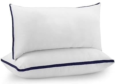 Set van 2 zachte hoofdkussens 40x70 cm - Ademende holle vezelvulling - Marineblauw
