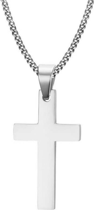 Fako Bijoux® - Ketting - Kruis - Staal - Zilverkleurig