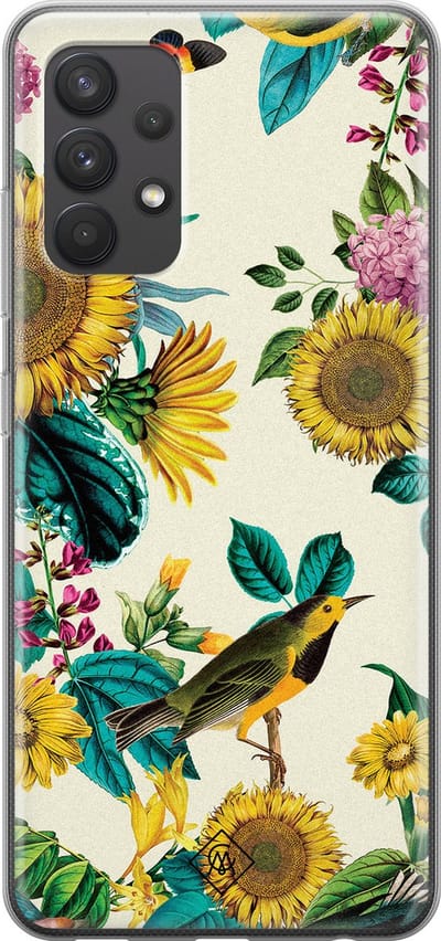 Casimoda® hoesje - Geschikt voor Samsung A32 4G - Zonnebloemen / Bloemen - Backcover - Siliconen/TPU - Geel