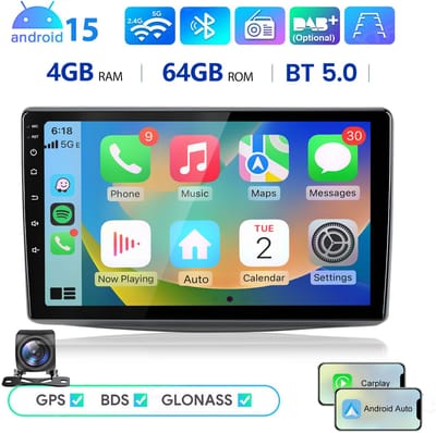 Hexinex Octa-Core autoradio Geschikt voor Alfa Romeo Mito 2008-2019 - Draadloos CarPlay, Android Auto, GPS Navi, Android 15, multimediaspeler, camera, 4GB+64GB