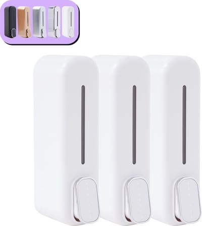 K&G® Shampoo Dispenser - Zeepdispenser - Soap Dispenser - Zeeppompje - 350 ml per Reservoir - Wandmontage - Wit - 3 Reservoirs