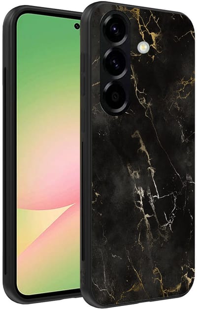 Smartphonica Telefoonhoesje Geschikt voor Samsung Galaxy A56 met marmer opdruk - TPU backcover case black marble design - Zwart geschikt voor Samsung Galaxy A56