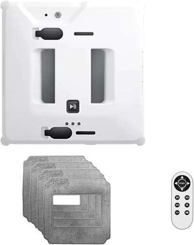 Raamreinigingsrobot - Glasbewassing apparaat - Hoge ramen schoonmaken - Dubbele waterstraal - 248x248x65 mm - Wit