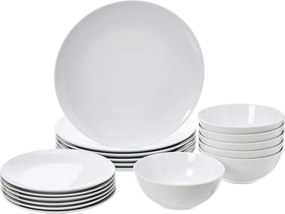 Serviesset 6 persoons- Wit - 18 delig Servies Set - Porcelein - Eetbord / dinerbord / kom