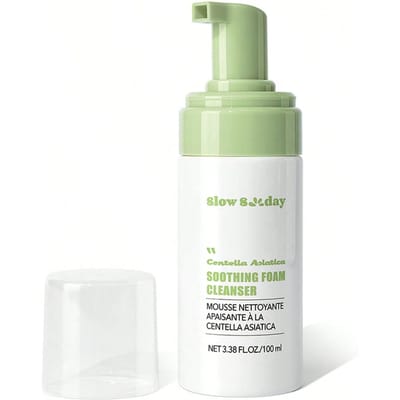 Slow Sunday Centella Asiatica Soothing Foam Cleanser, Asiaticoside, CICA, Diepe Reiniging, Verzachting en Hydratatie van de Huid, K-Beauty, Goede Keuze voor Bruiloft, Vakantie, Strand, Reisbenodigdheden, Paascadeaus, Geschikt voor Huidverzorging in de Zomer