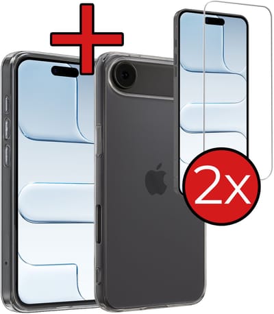 Hoesje - Met 2x Screenprotector - Geschikt voor Apple iPhone Air - Sterk & Shockproof - Telefoon Hoes - Back Cover - Siliconen Case - Telefoonhoes - Transparant