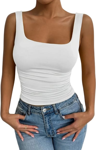 Livano Topje Dames - Kleding - Shirt - Blouse - Kort - Volwassen - Wit - Maat XS