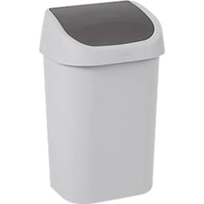Curver Mistral afvalbak, klapdeksel, 100 % gerecycled kunststof, B 325 x D 253 x H 517 mm, 25 liter, grijs/antraciet