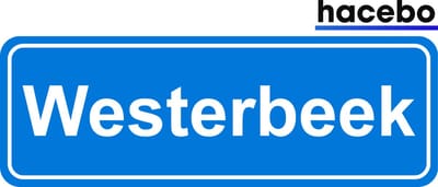 Hacebo - Plaatsnaam Sticker - 29x10 CM - Westerbeek sticker - Verkeersborden sticker - grappige cadeaus - Westerbeek