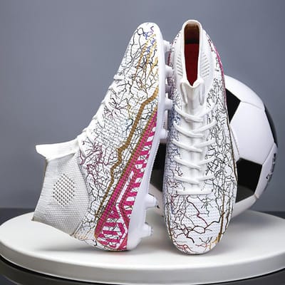 Bottes de Football Antidérapantes Professionnelles Chaussures de Football Homme Hautes FG/TF Pelouse Adulte Terrain de Futsal Extérieur Bottes de Football pour Homme 36