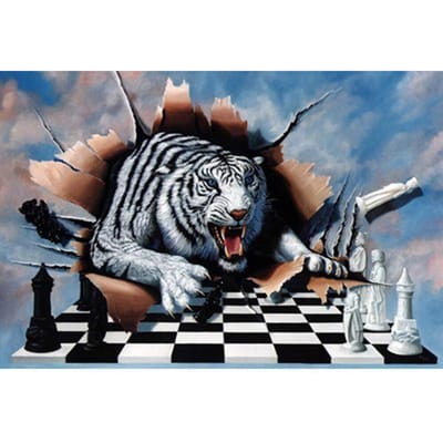 Witte Tigerhome Decor 5D Diy Diamant Schilderij Borduurpatroon Hars Mozaïek 3d Borduurpakketten Muurstickers 20X30CM black