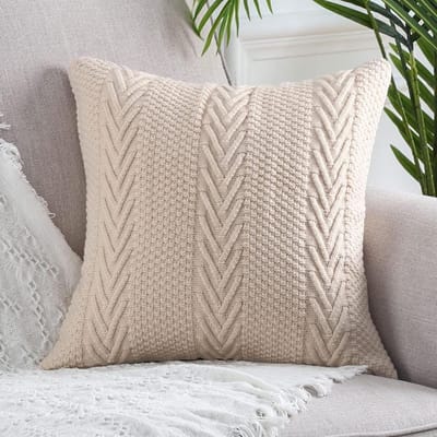 Decoratieve Beige Kussenhoezen van Katoen, 20 x 20 inch, Luxe en Modern voor Bank en Woonkamer