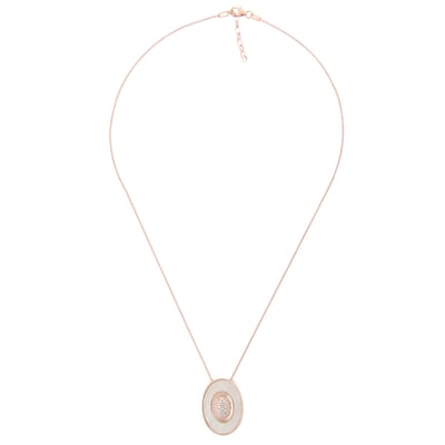 Orphelia ZH-7292 - CHAIN WITH PENDANT OVAL PLATED WITH CENTER ZIRCONIUM - 925 silver - cubic zirkonia - parelmoer -  45 cm
