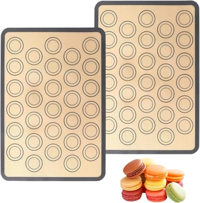 Set van 2 Herbruikbare Siliconen Bakmatten voor Macarons, Koekjes en Brood - Antikleef, 42x29.5 cm, Perfect voor Bakken en Koken
