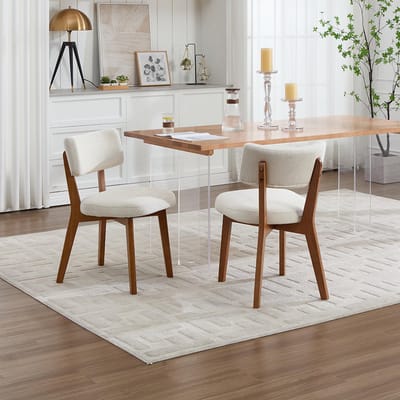 BLACKCOLORS Set van 2 moderne eetkamerstoelen in mid-century stijl, poten van massief hout, met stof beklede zitting, voor de keuken, eetkamer of kantoor