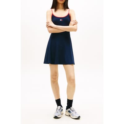 Tommy Hilfiger Tjw F&f Strappy Badge Dress Dark Night Navy Größe: XS | Minikleider Outlet | Damen | Schwarz