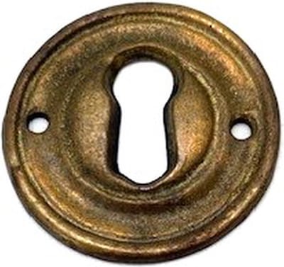 Sleutelplaatje Messing antiek rond 34mm