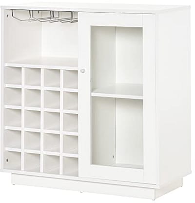 Wijnkast voor 20 flessen met glazenhouder en vitrinedeur - Elegant en stijlvol design