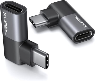 90 Degree USB C Male naar USB C Female Adapter 2-Pack, 40Gbps Gegevensoverdracht, PD 100W Type C 3.1 Extender voor MacBook, Steam Deck, ROG Ally, Switch, VR en iPhone 16/15