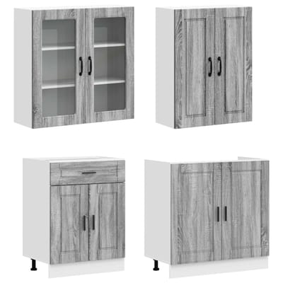 vidaXL - Keukenblok - PORTO - 4 - st - Grijs - Sonoma - Bewerkt - hout