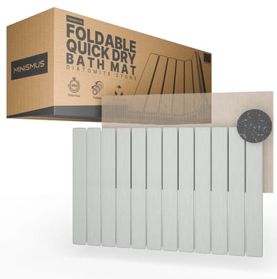 Minismus Oprolbare Diatomite Sneldrogende Badmat Licht Grijs 60x40cm - Antislip Douchemat Binnen 30 Seconde Droog - Absorberende Badmat - Douche Mat - Diatomiet Badmat - Stenen Badmat - Badkamer Mat - WC Mat