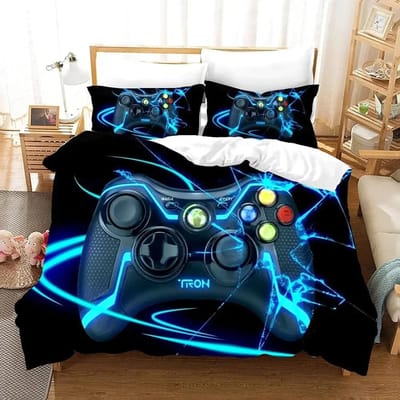 Gaming Beddengoed Set Game Beddengoed 135 voor Volwassenen Jongens Zacht Microvezel Moderne Gamepad Dekbedovertrek Decoratief met Kussensloop EU single(135x200cm)
