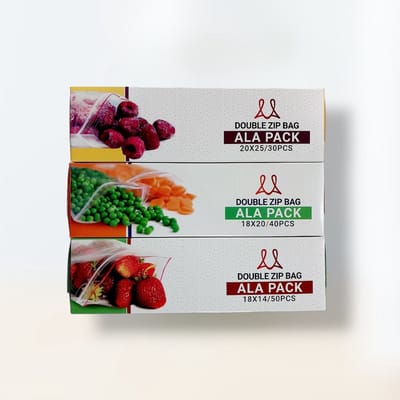 ALAPACK dubbele zipper gripzakjes - Herbruikbaar & hersluitbare ziplock zakjes / 120 stuk (50stuk 18*14cm +40stuk 18*20cm +30stuk 20*25cm)- Luchtdicht – Sterk – Voor webshop verpakking - Vliegtuig