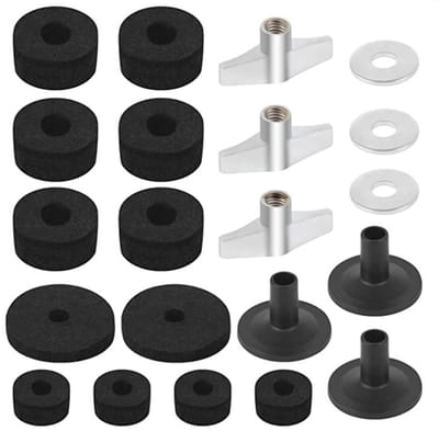 Dailygoods- Drumviltpadset 21-delig - Antislipaccessoires - Hi Hat-vilt - Sluitringen - Vleugelmoeren - Kunststof/IJzer - Drumaccessoires