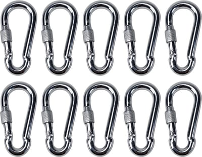 BCF-Products - Karabijnhaak - 8x80mm - 10 stuks - Verzinkt staal - met Schroefsluiting - Musketonhaak - Carabiner