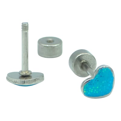 Oorknopjes Dames / Kinderoorbellen - Kleine Blauwe Hartjes Oorbellen Met Glitter - Ø 5 mm