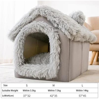 Niche pliable pour chien, tapis de lit pour petits et moyens chiens et chats, lit chaud d'hiver pour chat, nid, produits pour animaux de compagnie, panier pour animaux de compagnie, grotte pour chiot, canapé S within 3.5kg pet