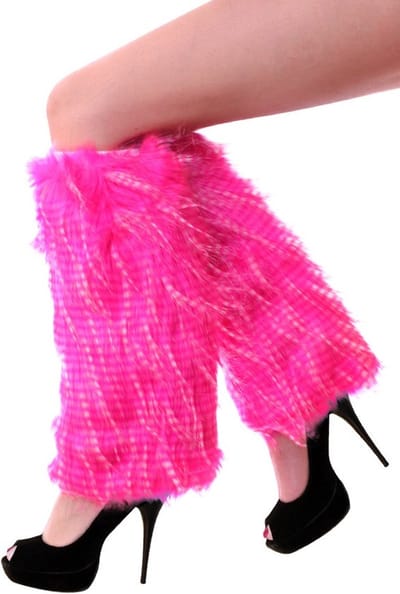 KIMU® Roze Beenwarmers Bont Nepbont Faux Fur Spirit Burning Man Hood Festival