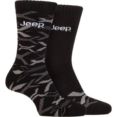 Heren Bamboe Werkboot Sokken | Jeep | Zachte en Ademende Dikke Stevige Kussensokken, Gebreide Ribbels Style Wandelsokken - Zwart / Charcoal