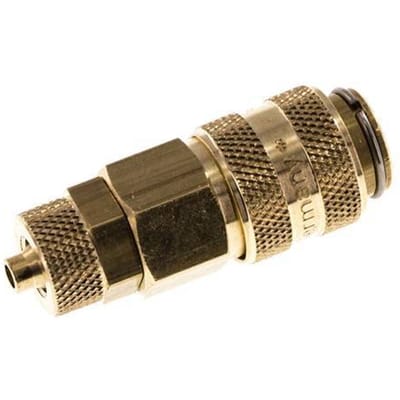 Messing DN 5 Luchtkoppeling Snelkoppeling 4x6 mm Push-On Double Shut-Off - CLS5-N-B-SV-4