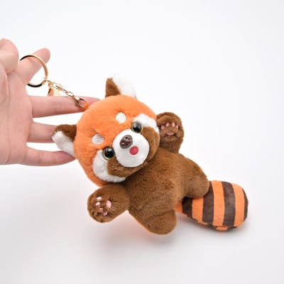 Schattige cartoon rode panda pluche speelgoed hanger kleine wasbeer pop sleutelhanger pop speeltuin pop