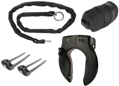 AXA Victory Ringslot ART 2 + 100cm Insteekketting met Zadeltas en Montageset – Complete Fietsbeveiligingsset