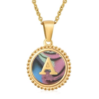 Aramat Jewels | Halskettingen | letter Ketting met Abalone Schelp | A | |1,5mm | Staal | Volwassenen | Verkleurd niet