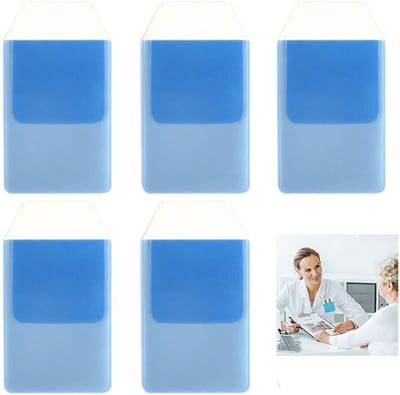 5-stuks Plastic etui voor dokters - Etui voor dokterspennen - Hoesje voor overhemdzak - Lekvrije zak - Pennenetui - Opbergtas voor pennen - Organiseren en opbergen - 15,5*8,5 cm - Geschikt voor scholen, ziekenhuizen, kantoren, enz. -Blauw