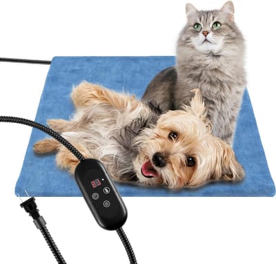 Verwarmingsmat Kat - Hondenmat Elektrisch - Huisdieren Warm Houden - Waterdicht PVC - 45 x 45 cm - Blauw