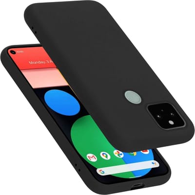 Cadorabo Hoesje geschikt voor Google PIXEL 5 in LIQUID ZWART - Beschermhoes gemaakt van flexibel TPU silicone Case Cover